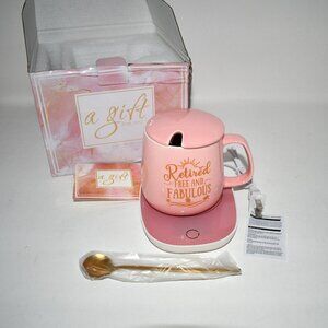 Coffee Mug Warmer with "Retired, Free & Fabulous"  14oz Pink Mug, 4 Temp Smart E